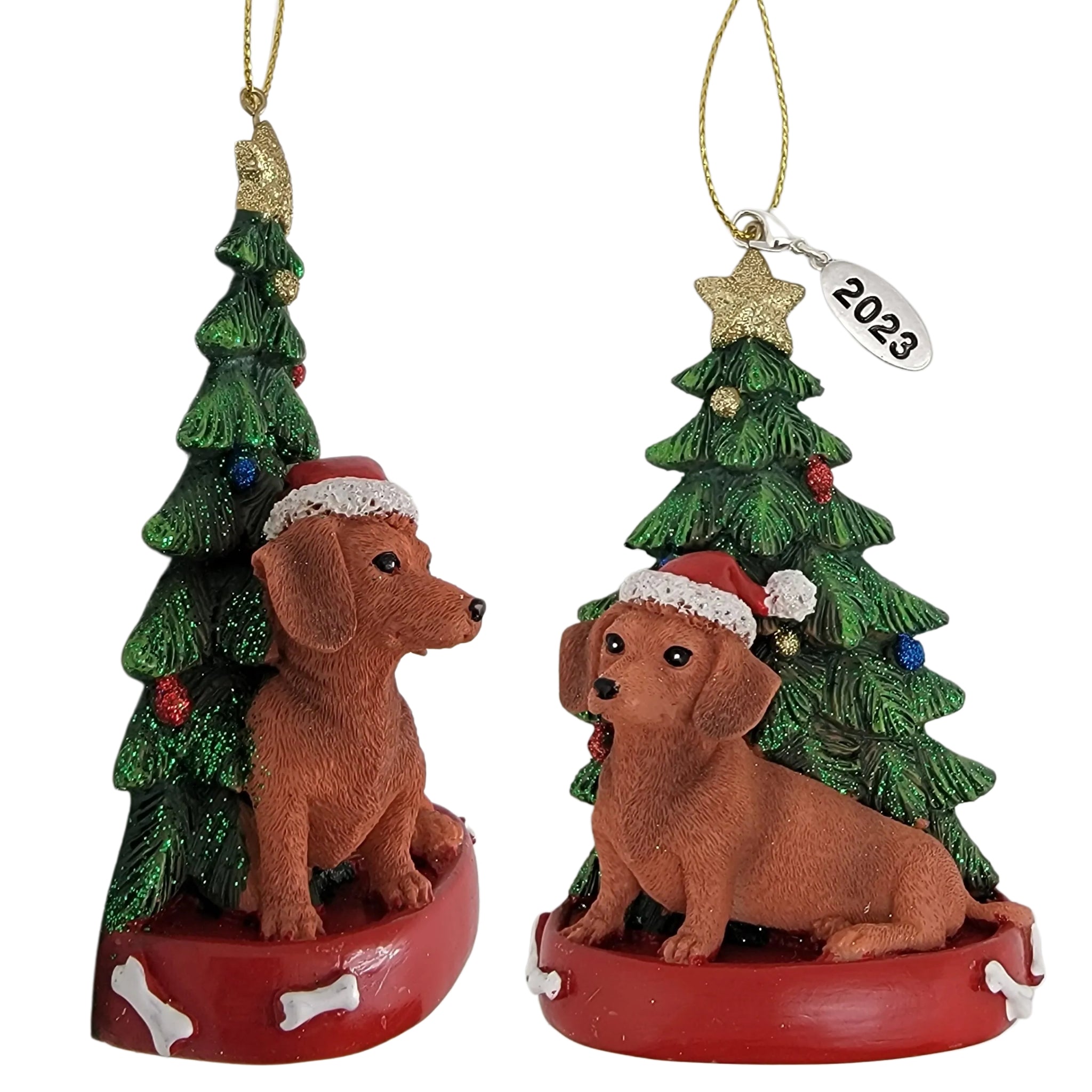 Dachshund Brown Dog with Tree Ornament