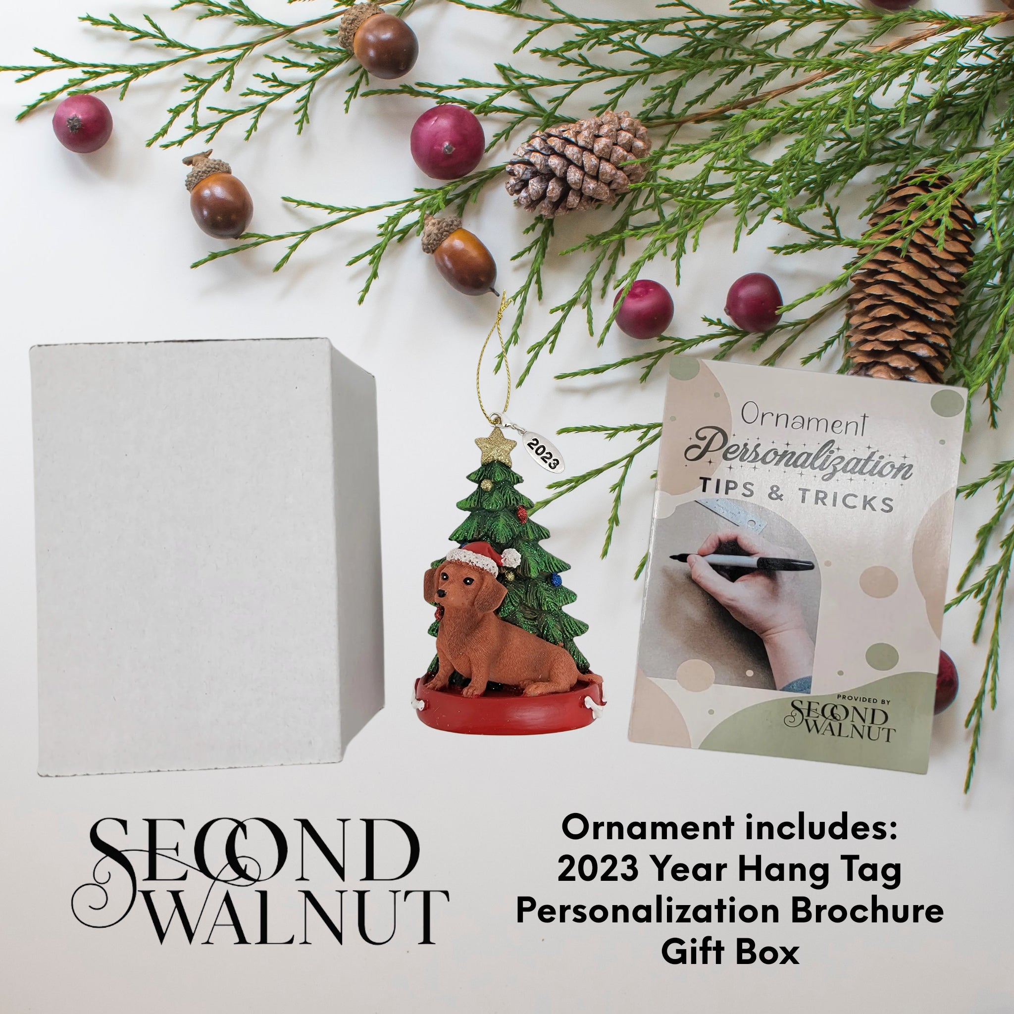 Dachshund Brown Dog with Tree Ornament