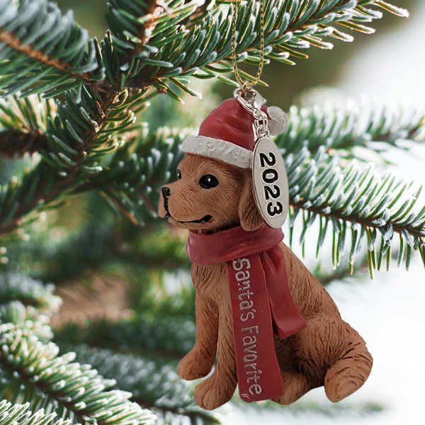 Golden Retriever Dog Ornament Second Walnut