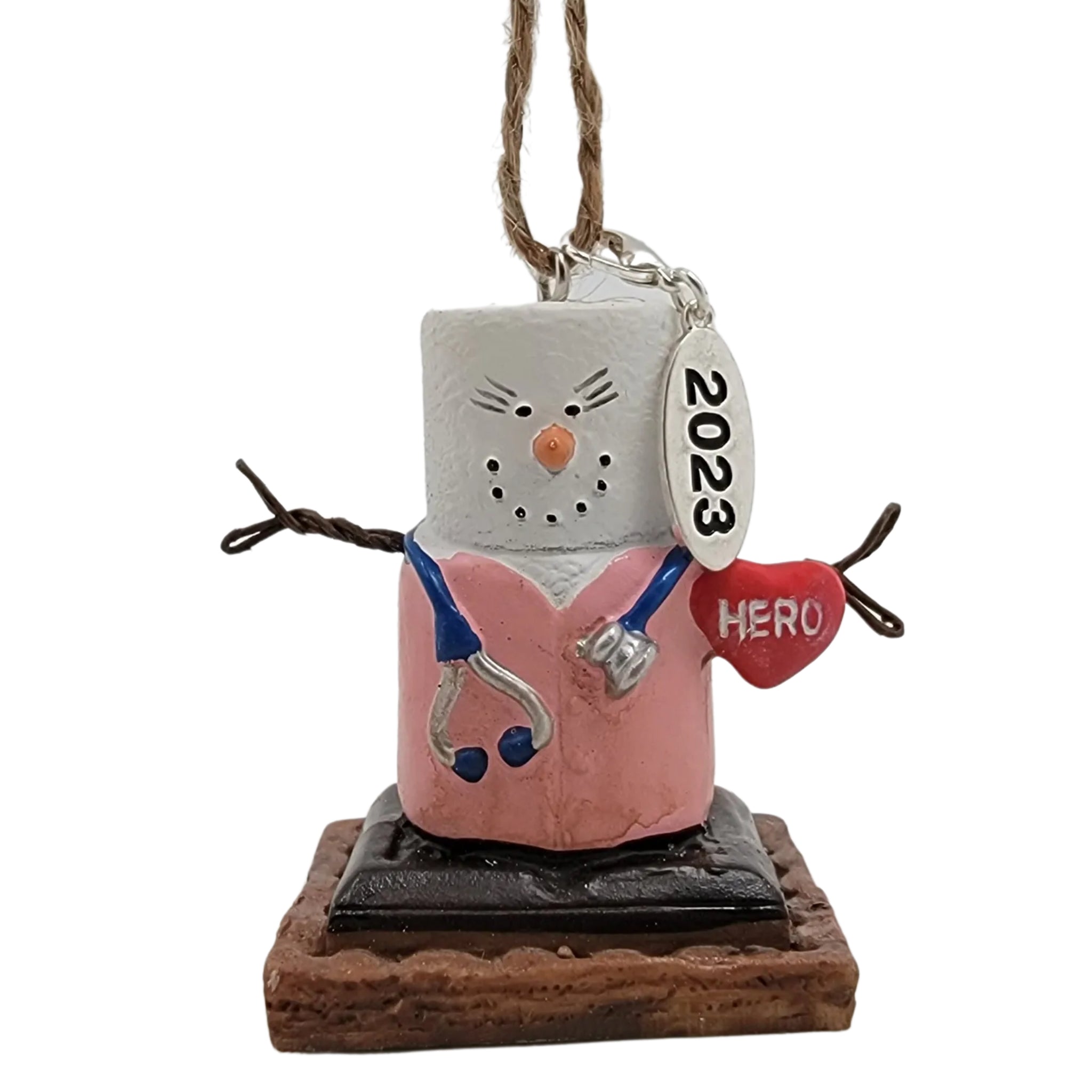 Smores Nurse Ornament with Pink Scrubs
