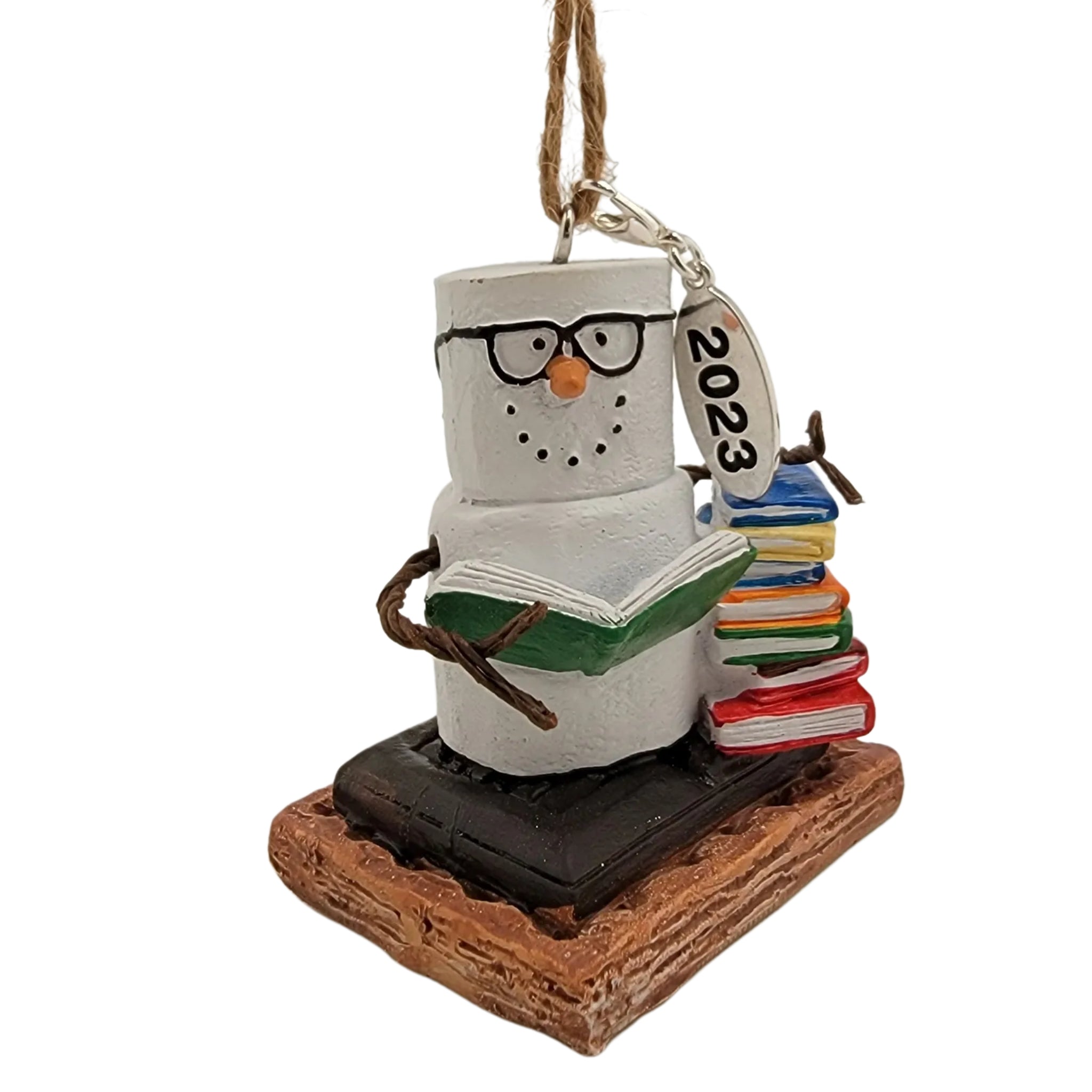 Smores Bookworm Stack of Books Ornament