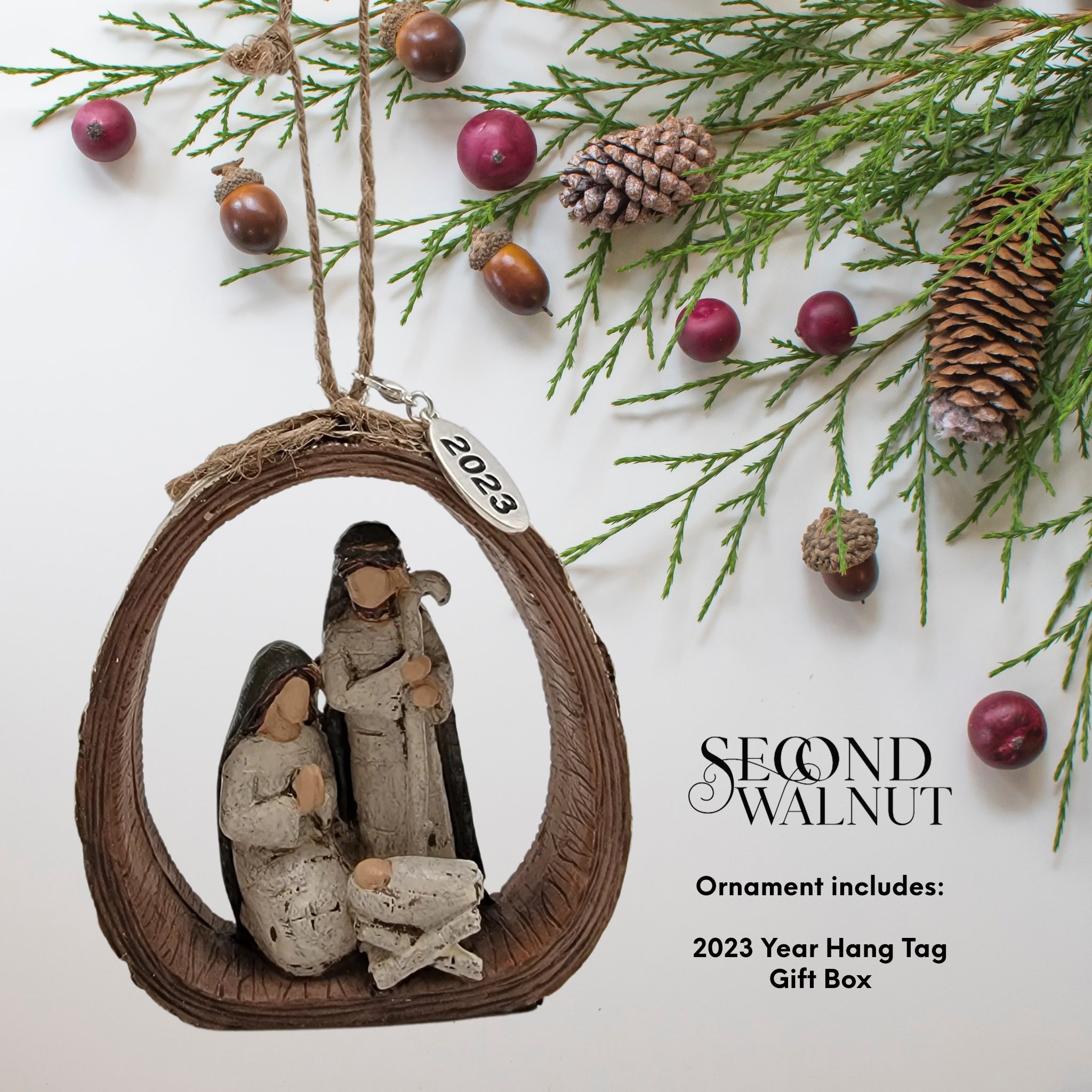 Rustic Nativity Ornament
