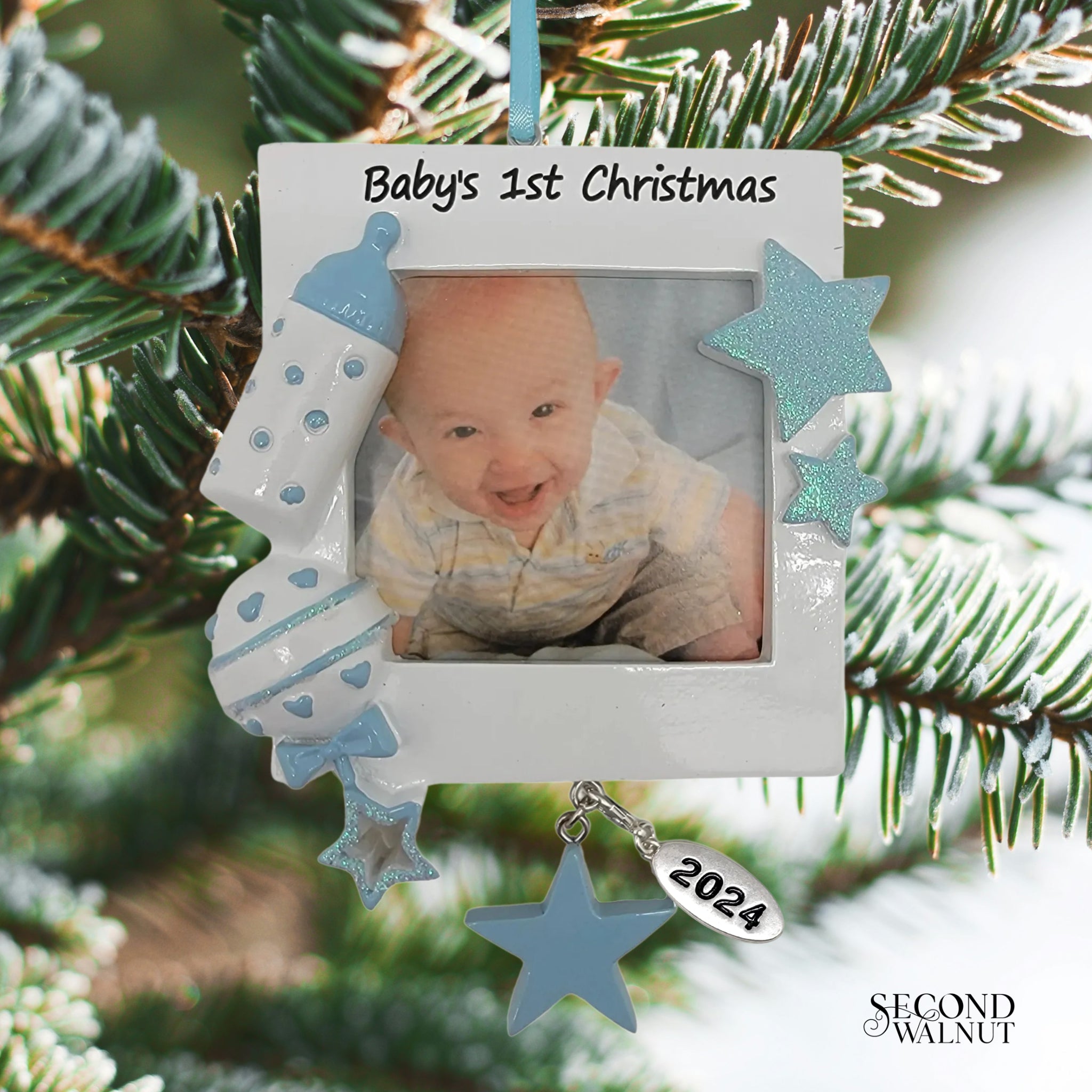 Baby Boy Photo Frame Baby's First Christmas Ornament