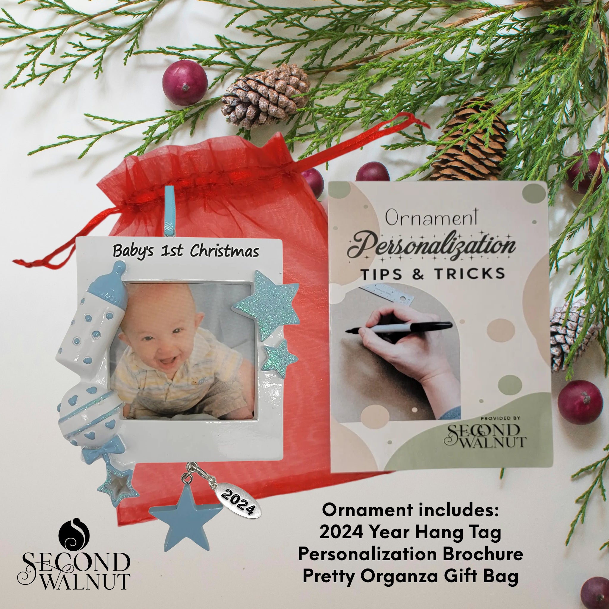 Baby Boy Photo Frame Baby's First Christmas Ornament