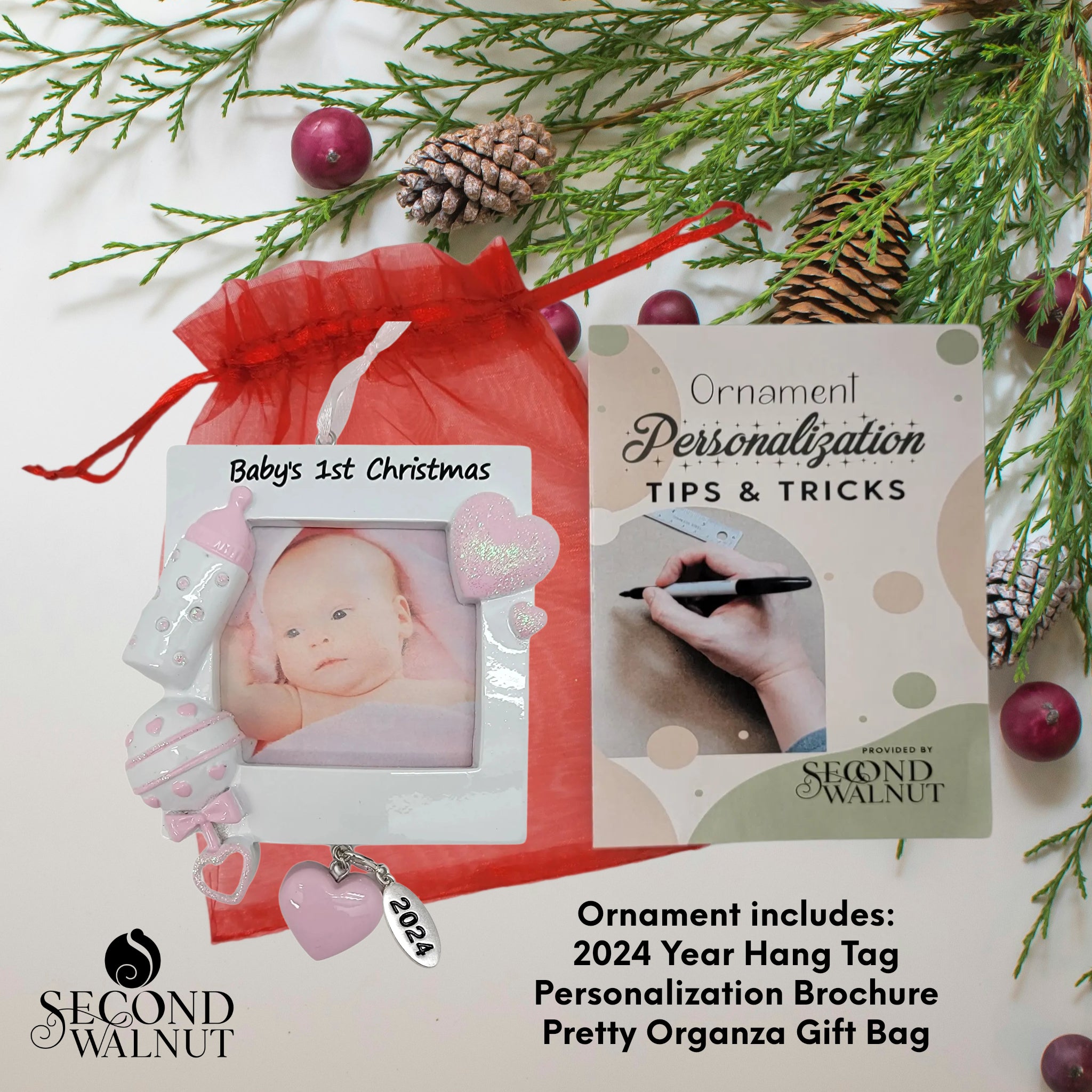 Baby Girl Photo Frame Baby's First Christmas Ornament