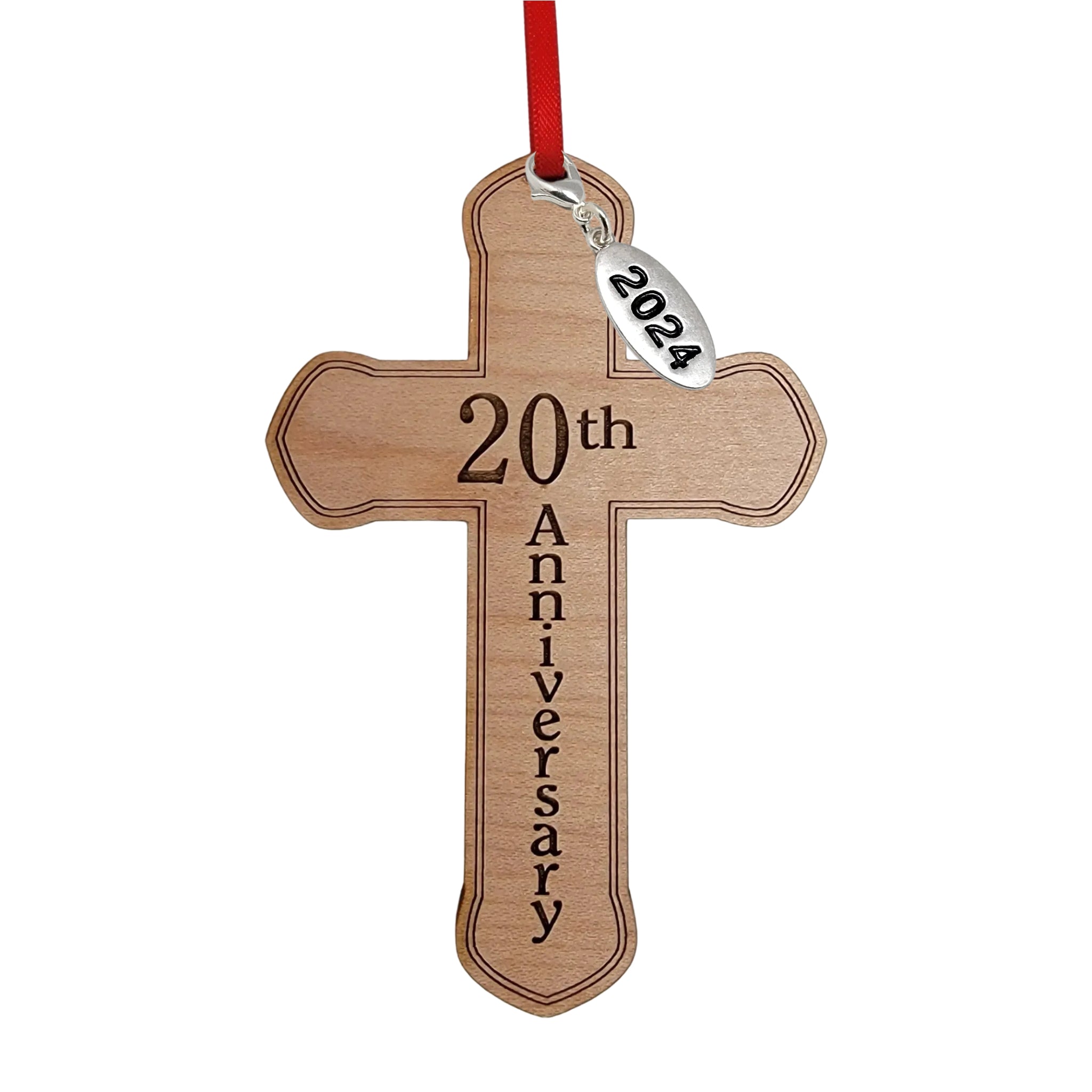 20th Wooden Cross Anniversary Ornament