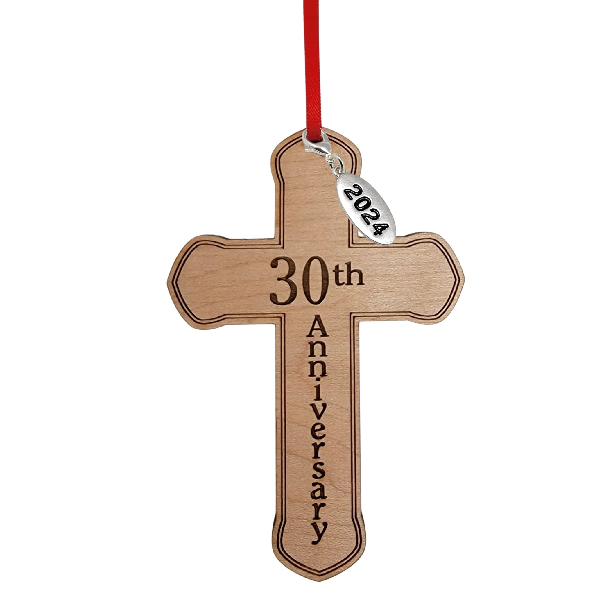 30th Anniverary Wooden Cross Ornament