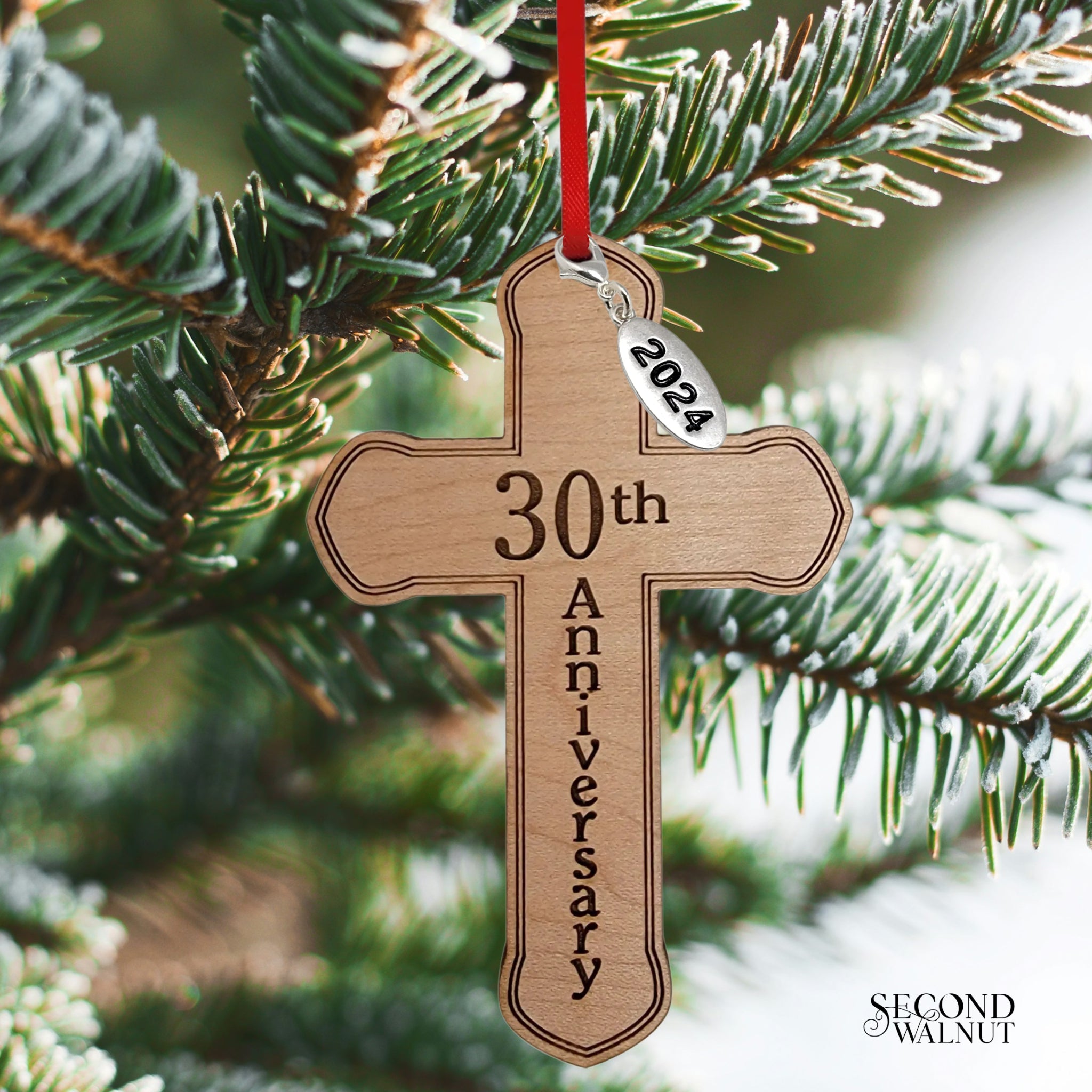 30th Anniverary Wooden Cross Ornament