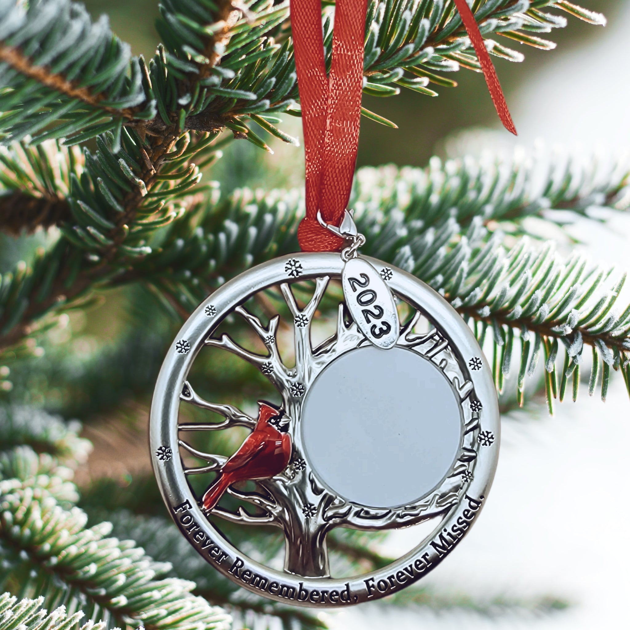 Memorial Photo Frame Ornament - Forever Remembered Forever Missed
