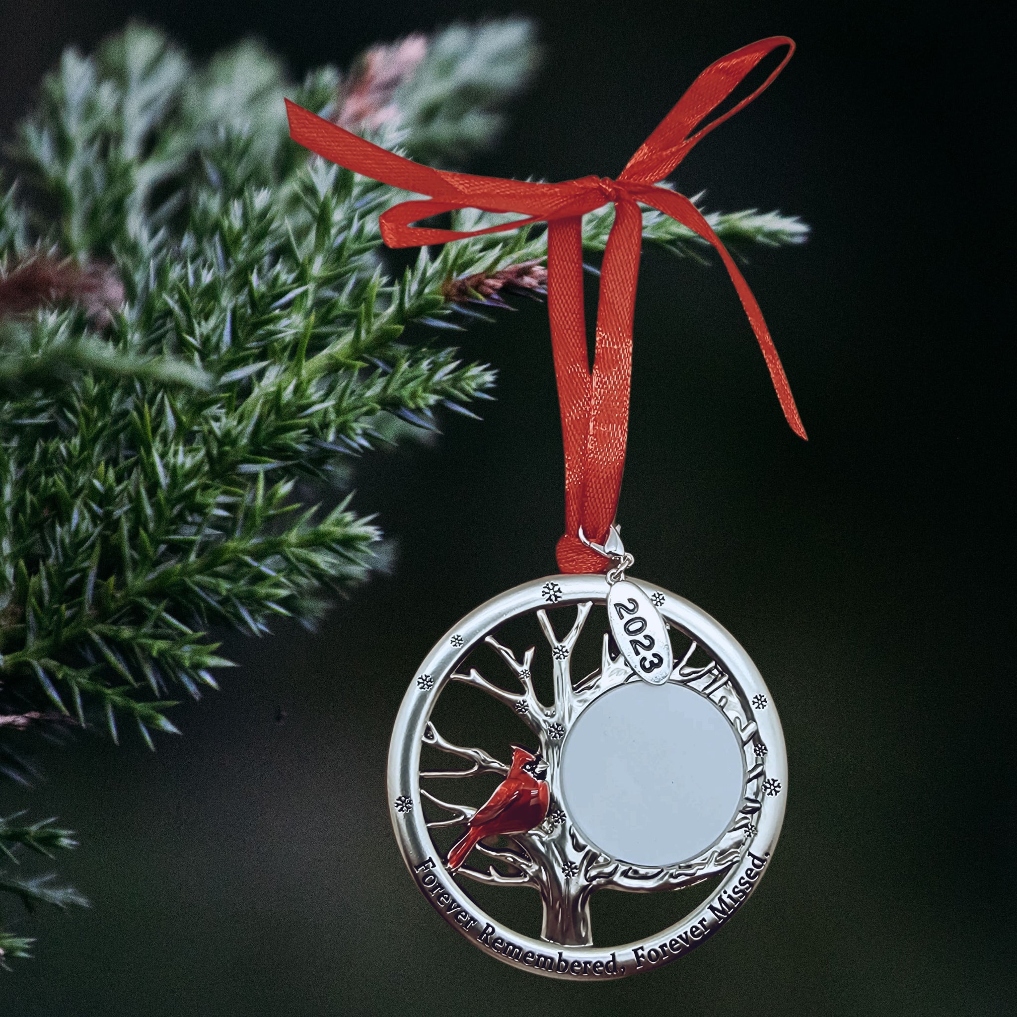 Memorial Photo Frame Ornament - Forever Remembered Forever Missed