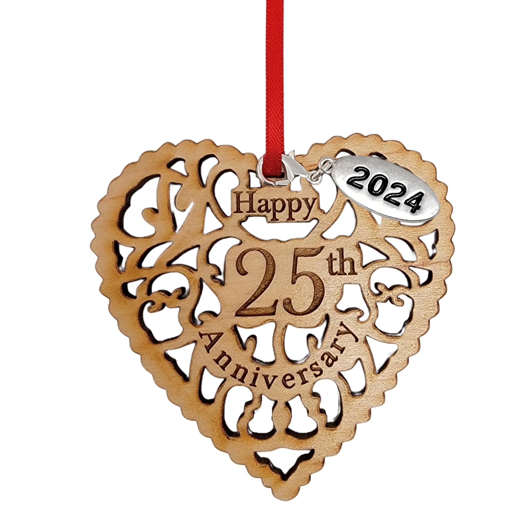 25th Anniversary Wooden Heart Ornament