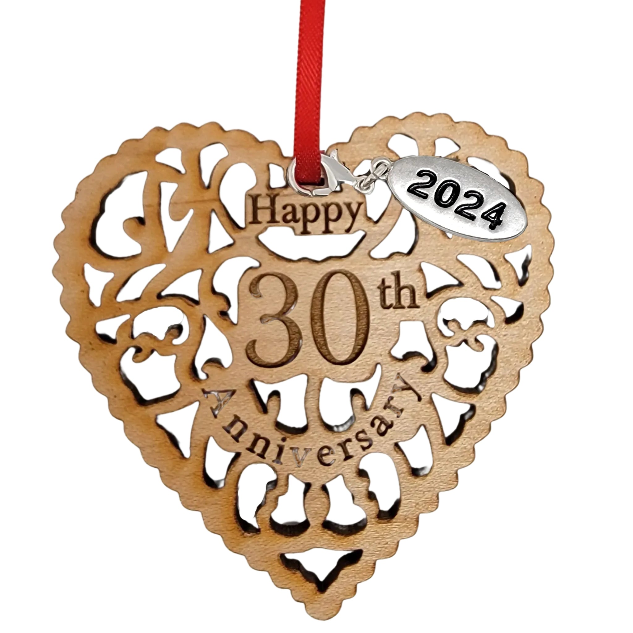 30th Anniversary Wooden Heart Ornament