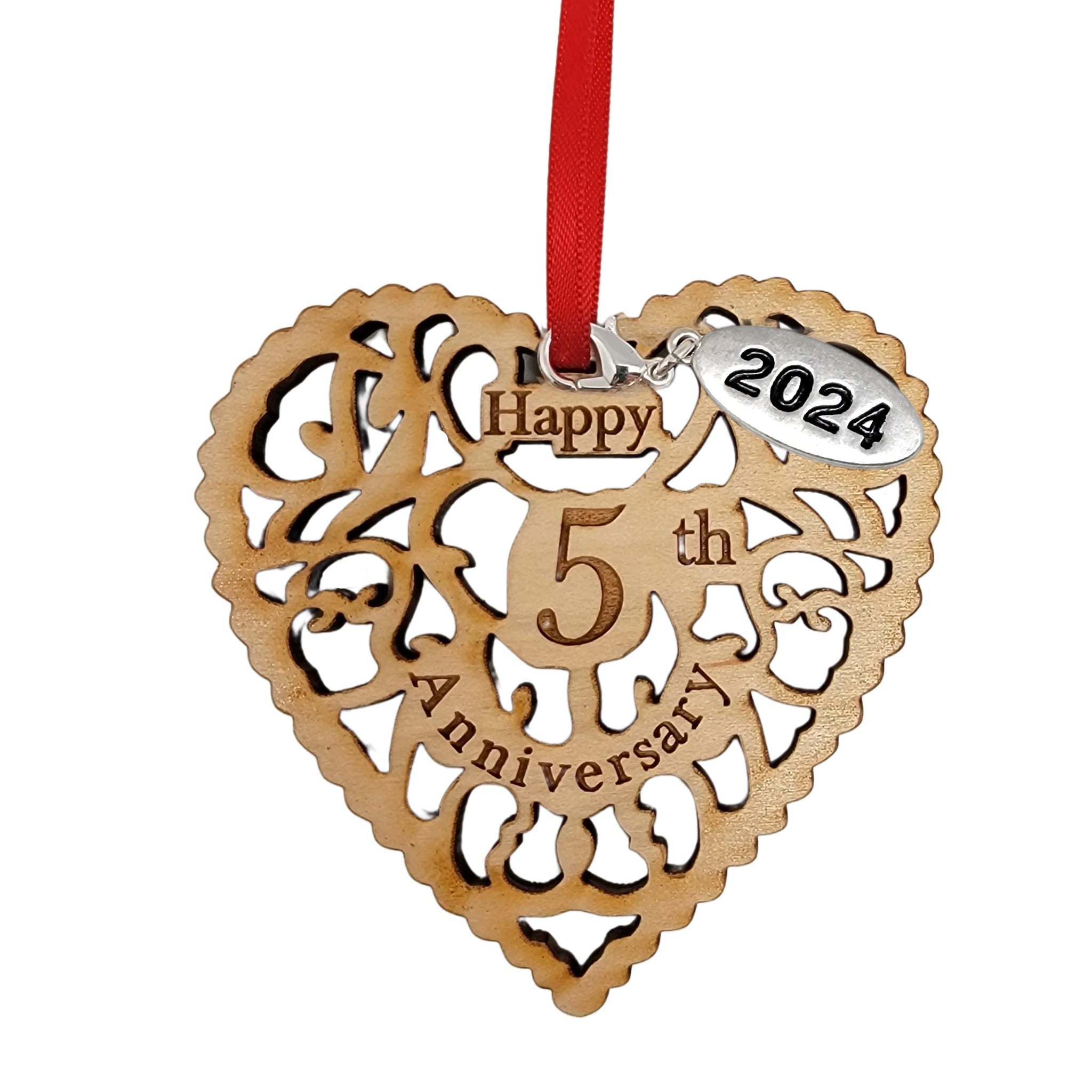 5th Anniversary Wooden Heart Ornament